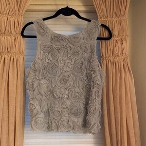 Rose Textured Mesh Shell Blouse